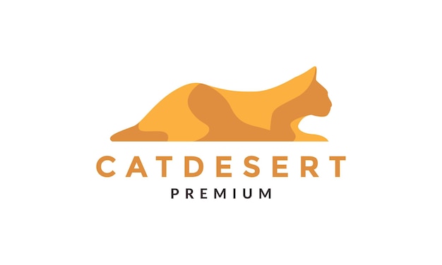Illustrazione grafica astratta del design dell'icona del simbolo del vettore del logo del deserto del gatto colorato