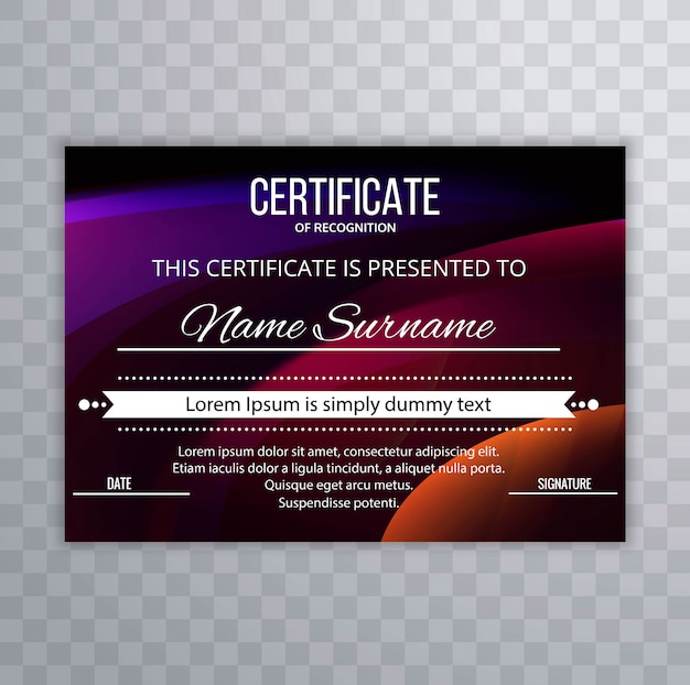 Abstract colorful certificate template background