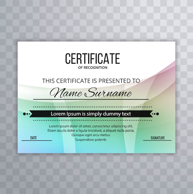 Abstract colorful certificate template background