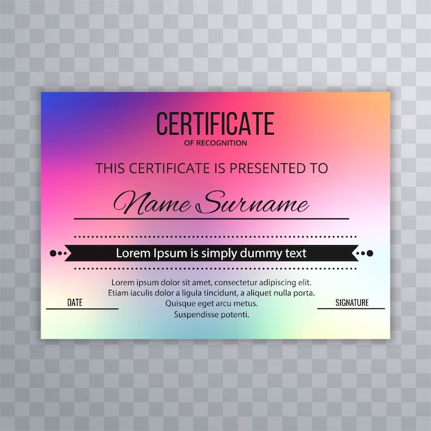 Vector abstract colorful certificate template design vector