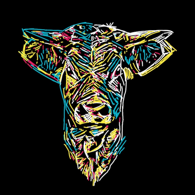 Vector abstract colorful cow portrait illustration