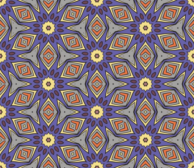 Abstract colorful doodle flower seamless pattern. Floral background. Mosaic, tile