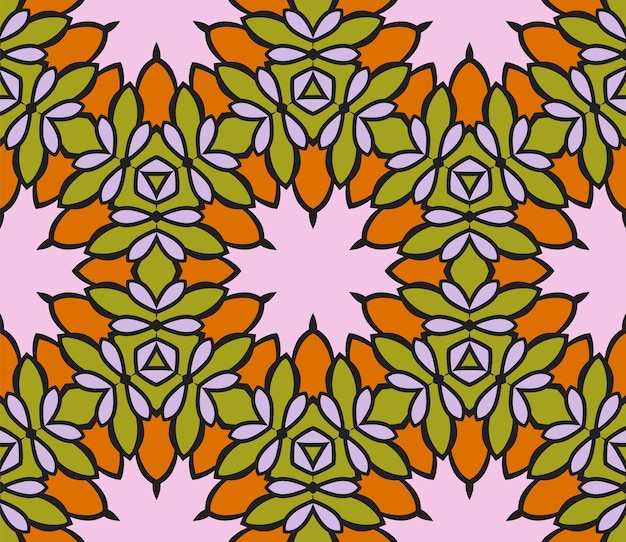 추상 다채로운 낙서 꽃 원활한 패턴입니다. 꽃 배경입니다. 모자이크, 타일