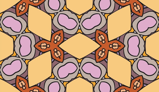 Modello senza cuciture del fiore geometrico astratto di doodle colorato. sfondo floreale. mosaico, geo piastrella