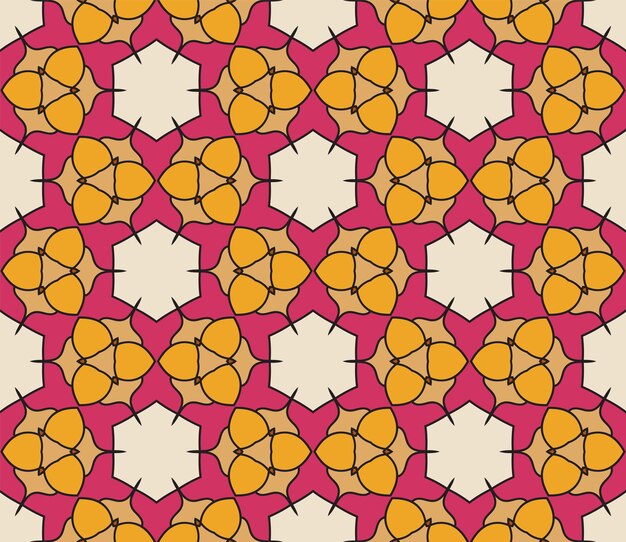 Абстрактные красочные каракули геометрический цветок бесшовный фон. Цветочный фон. Мозаика, геоплитка