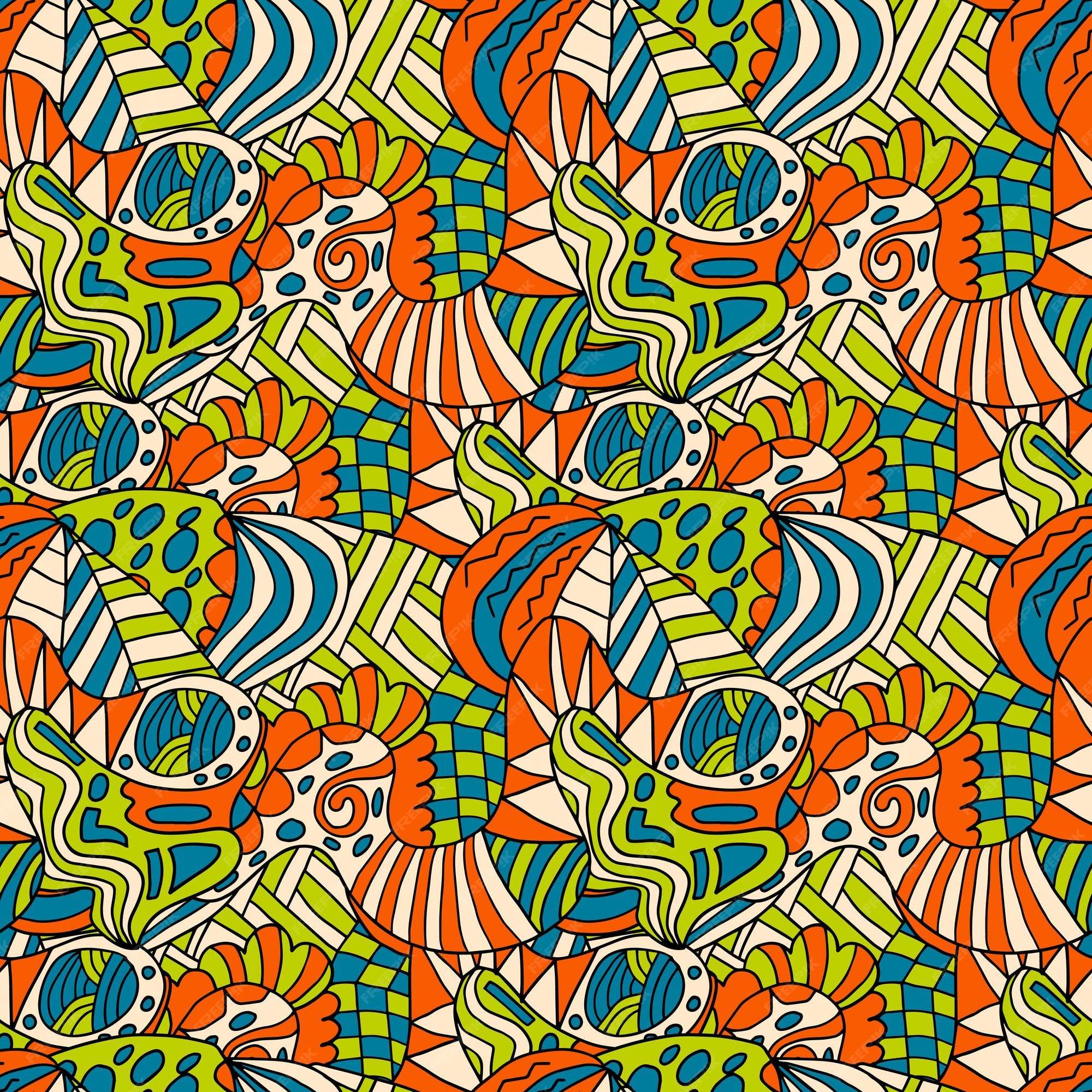 Premium Vector Abstract colorful doodle seamless pattern fantasy art