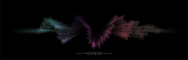 Abstract colorful dynamic particle wave graphic vector illustration