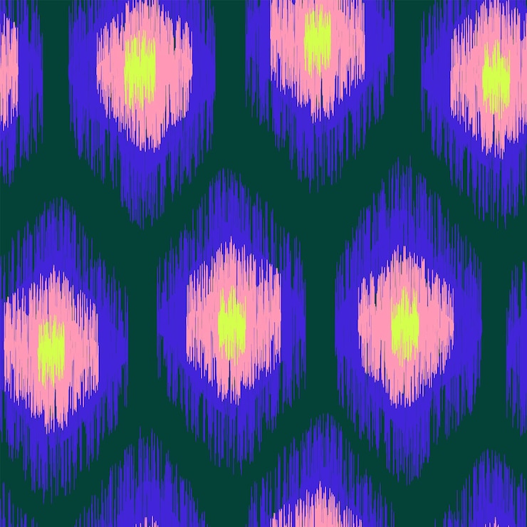 Vector abstract colorful fashion print ikat seamless pattern traditional asian ornament modern textile