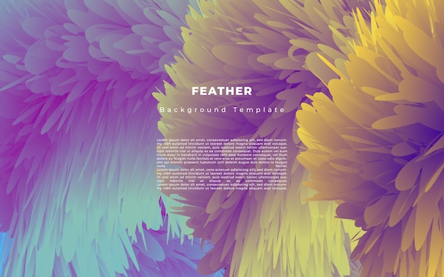 Abstract colorful feather background template copy space for poster, banner, or landing page