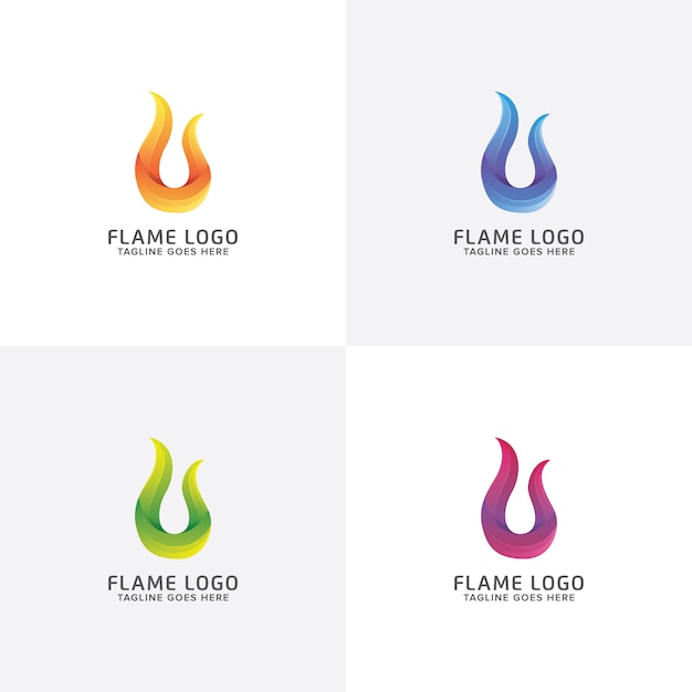 Abstract Colorful Fire Flame Logo