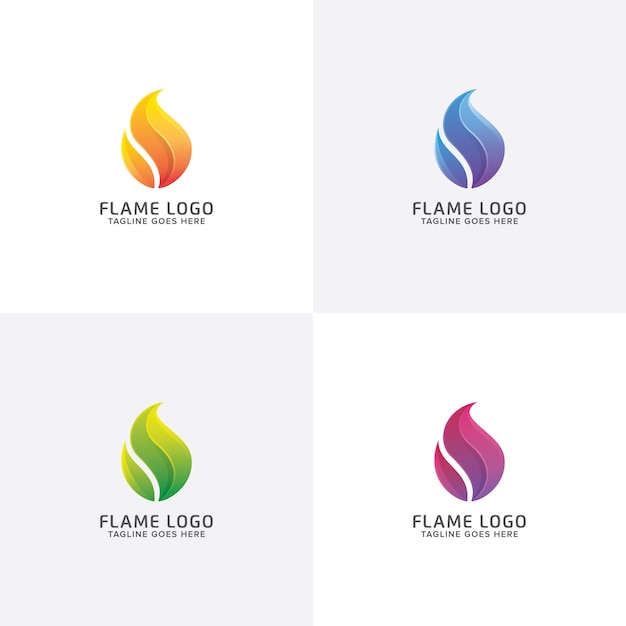 Vettore logo di fiamma di fuoco colorato astratto