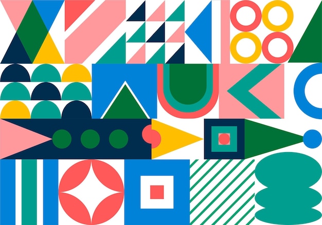 Abstract colorful flat geometric background template design with the simple shape