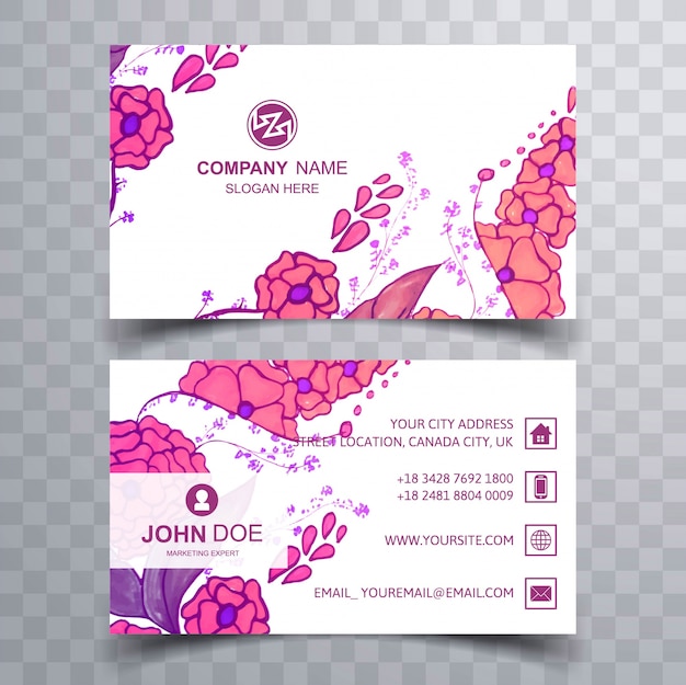Abstract colorful floral business card template