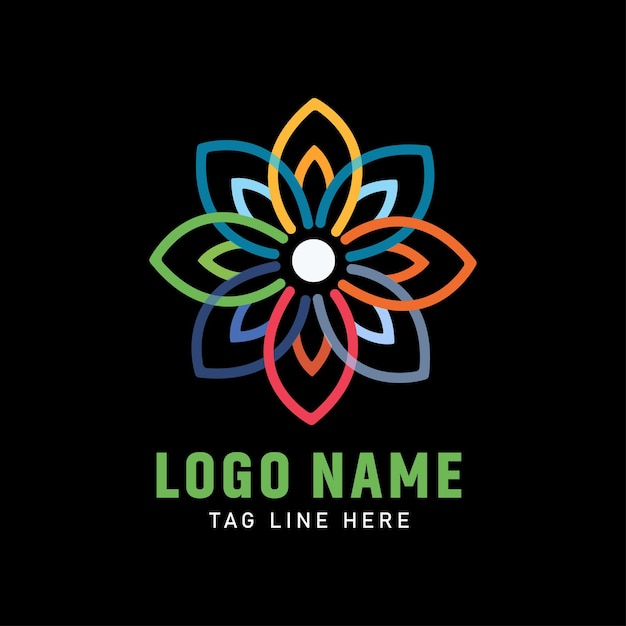 Abstract colorful flower logo collection