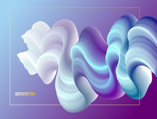 Vector abstract colorful fluid vector background, dimensional gradient shape element for design, flowing 3d wave, color dynamic motion layout.