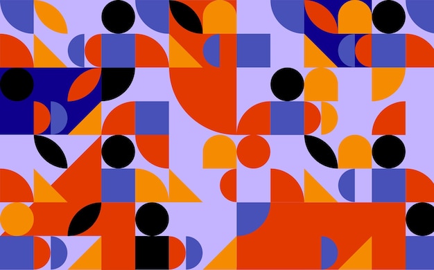 Абстрактный красочный геометрический Bauhaus узор вектор дизайна фона для веб-баннера и печати