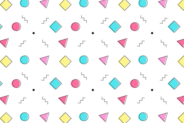 抽象的なカラフルな幾何学的なメンフィスパターン