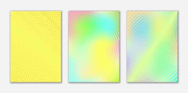 Abstract colorful holographic cover set with geometric line for brochure flyer wallpaper banner