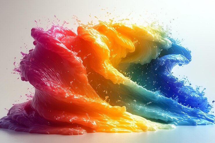 Vector abstract colorful ink bloom against a light background