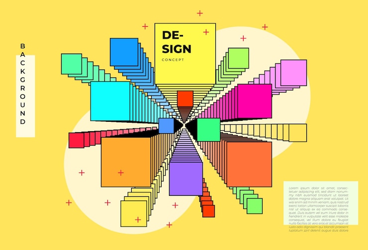 Vector abstract and colorful isometric rectangular background template copy space for poster banner