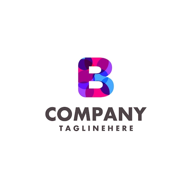 Abstract colorful letter b logo design for business company with modern neon color