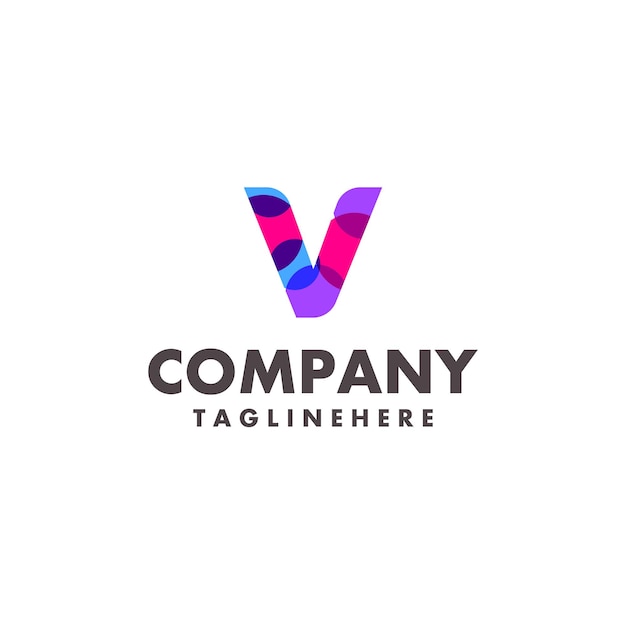현대적인 네온 색상을 사용하는 비즈니스 회사를 위한 추상 다채로운 문자 V 로고 디자인