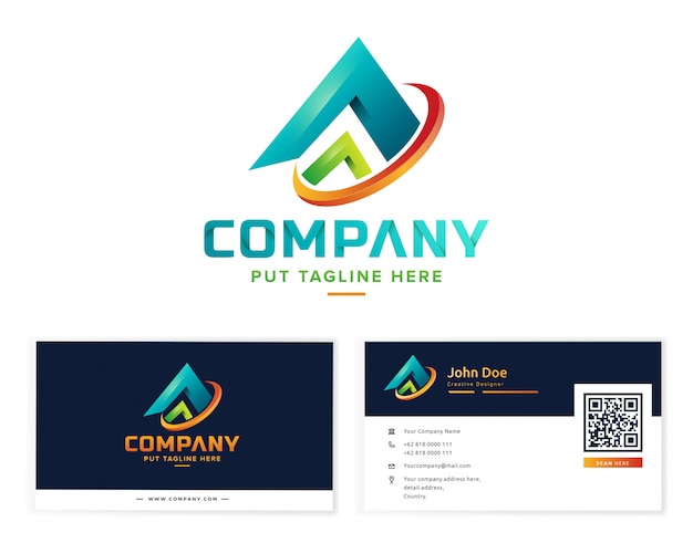 Abstract colorful logo collection with business card