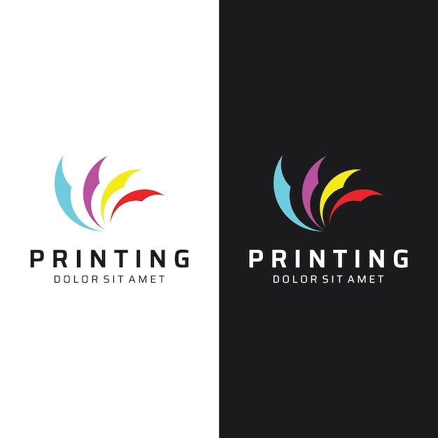 Abstract colorful logo digital printing printing services media technology and the internet with a modern and simple concept