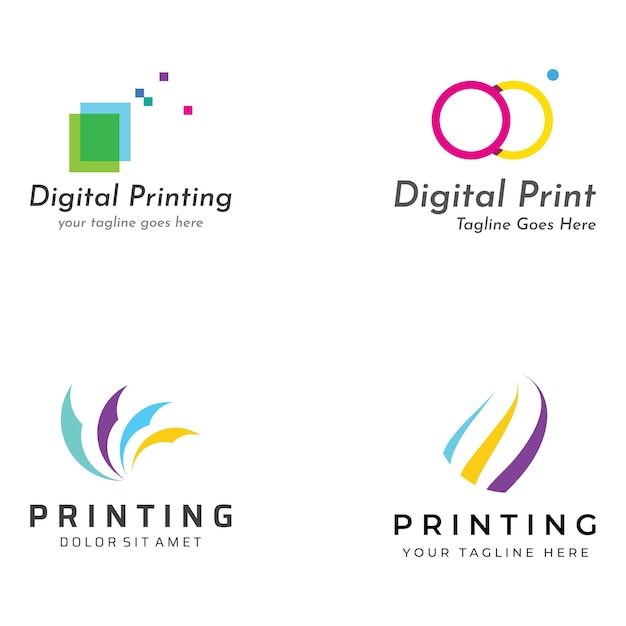 Abstract colorful logo digital printing printing services media technology and the internet with a modern and simple concept