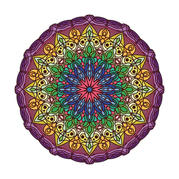 Vettore disegno del modello mandala colorato astratto