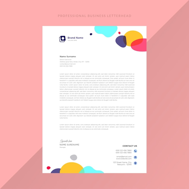 abstract colorful modern company business letterhead template