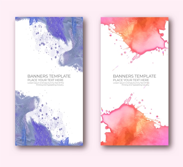 Vector abstract colorful modern trendy watercolor set banner template