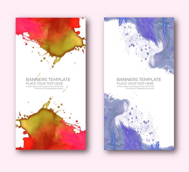 Abstract colorful modern trendy watercolor set banner template