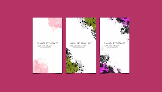 Abstract colorful modern trendy watercolor set banner template