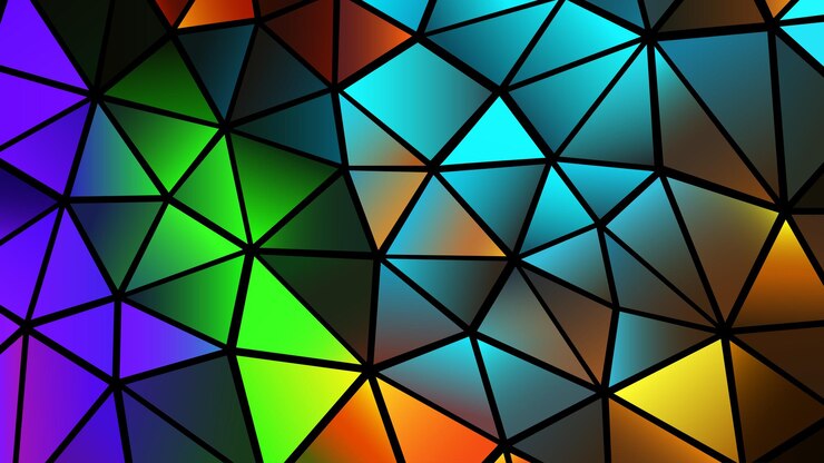 वेक्टर abstract colorful mosaic background multicolored polygons on black trangle shapes stained glass