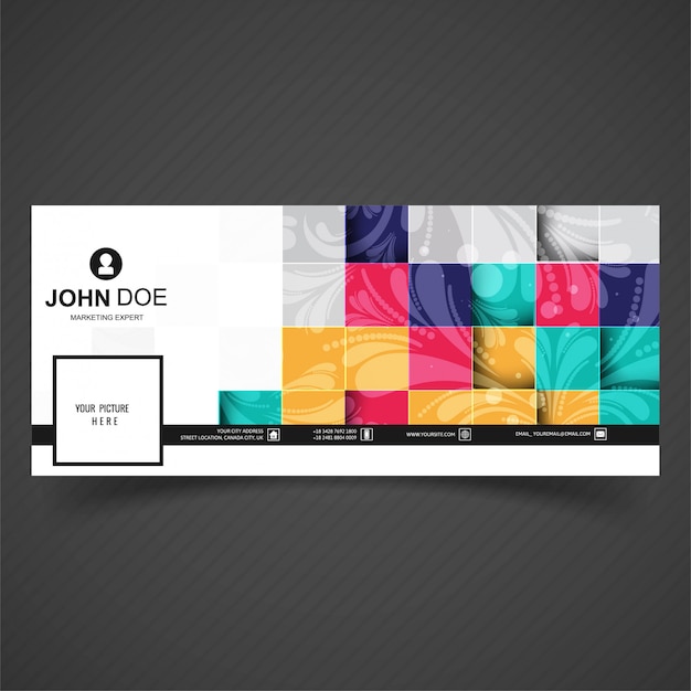 Abstract colorful mosaic facebook timeline template design