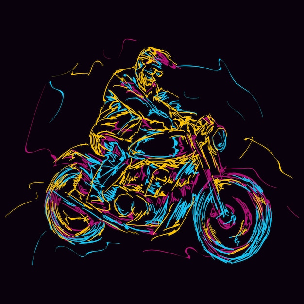 abstract colorful motorbike rider