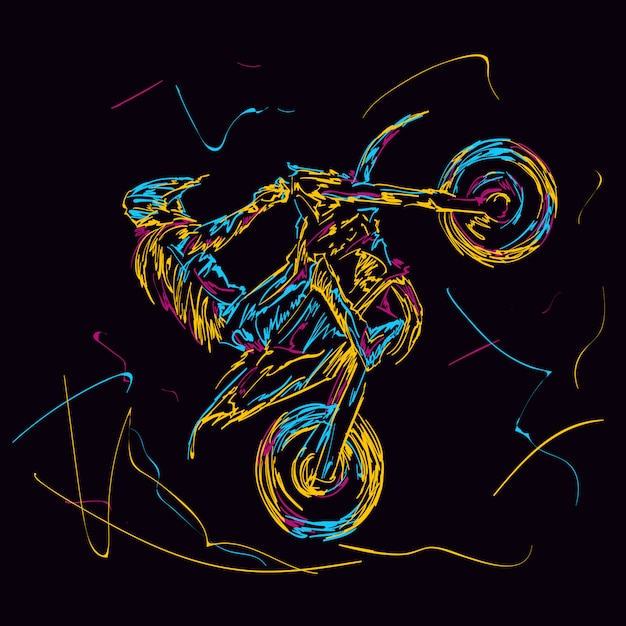 Vettore astratto colorato motorcross racer