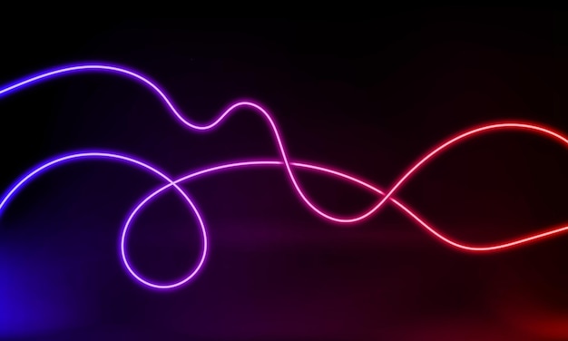 Vector abstract colorful neon background with wave line glowing in the dark. 3d lights lines luminous rays.