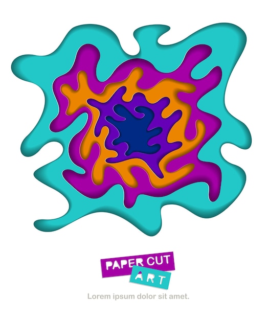 Forme curve di ritaglio di carta colorate astratte a strati, illustrazione vettoriale in stile taglio di carta. layout per biglietti da visita, presentazioni, volantini o poster.