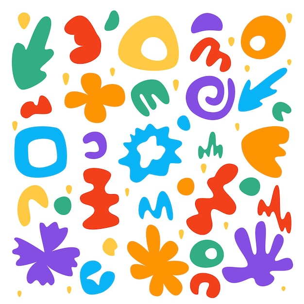 Vector abstract colorful pattern with doodle elements set of hand drawn doodles abstract flowersin blue