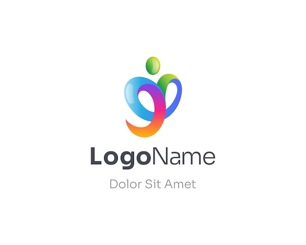 Gradiente di logo stile persone colorate astratte