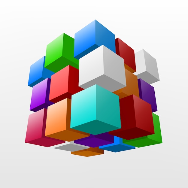 Vector abstract colorful piece of cube vector illustration