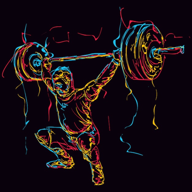 Vector abstract colorful powerlifter