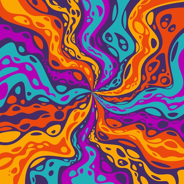 Abstract colorful psychedelic groovy background Vector illustration