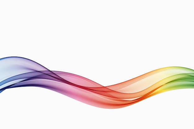 抽象的なカラフルな虹色流れる波ラインソン白背景デザイン要素