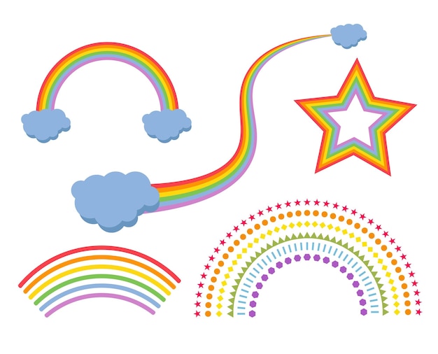 Abstract Colorful Rainbow flat design cartoon style