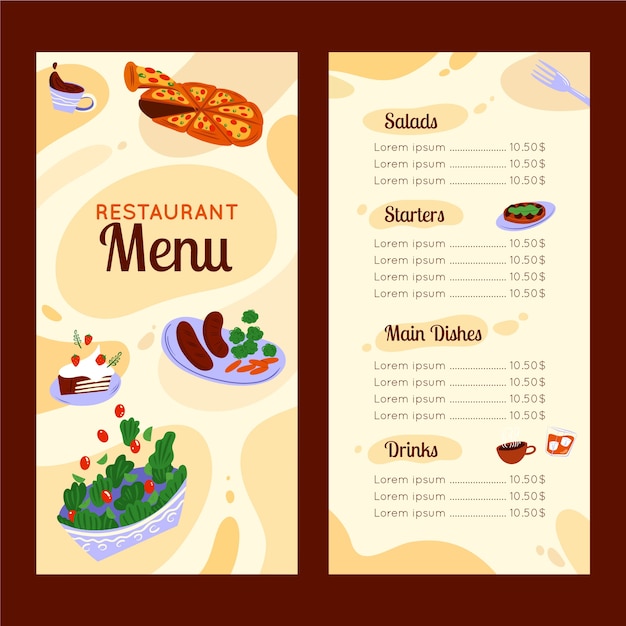 Vector abstract colorful restaurant menu