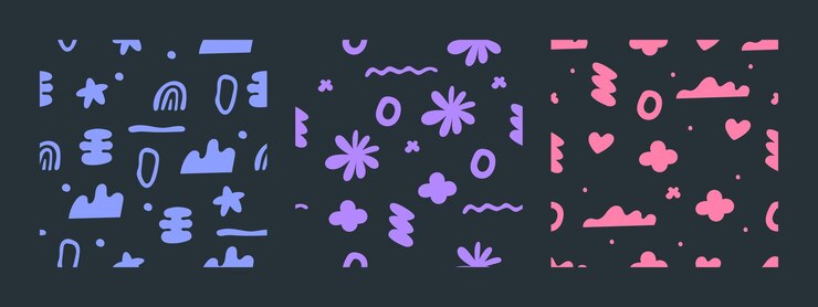 Vector abstract colorful shapes pattern on black
