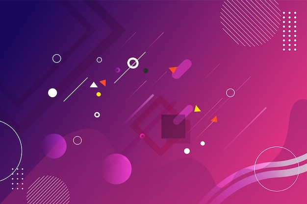 Abstract colorful shapes with pink and purple background